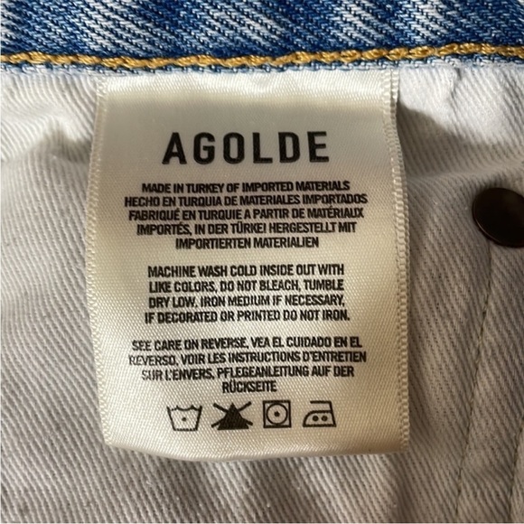 NEW! AGOLDE Parker Button Fly High Waist Distressed Denim Shorts. 31. - Picture 5 of 12